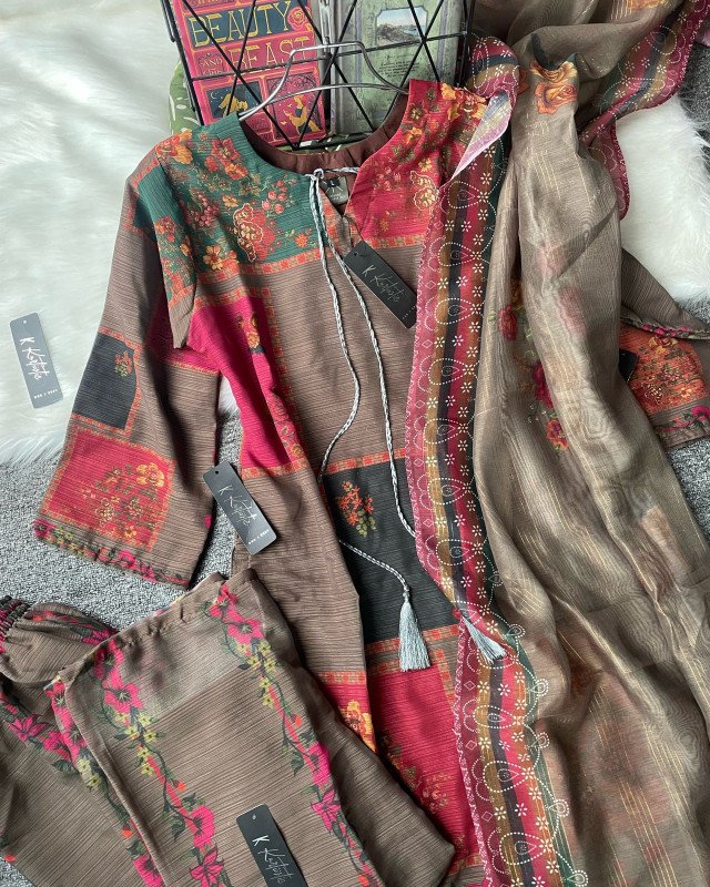 Cocoa Rose -  Eid collection 2026 -  premium soft jorjet three piece.
