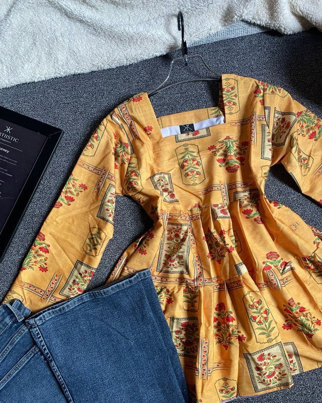 Kurtiistic premium tops & jeans - Mustard Yellow