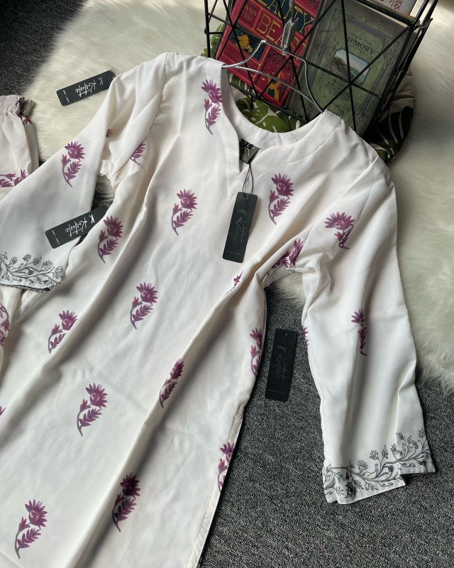Kurtiistic new arrivals: premium (Ivory White) georgette Co-orde set