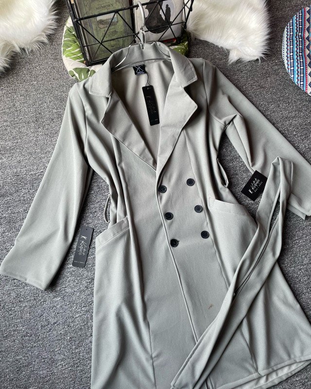 color :  olive grey   / Stay Warm, Stay Classy — Kurtiistic Long Coat with Flat 350 Tk Off! -