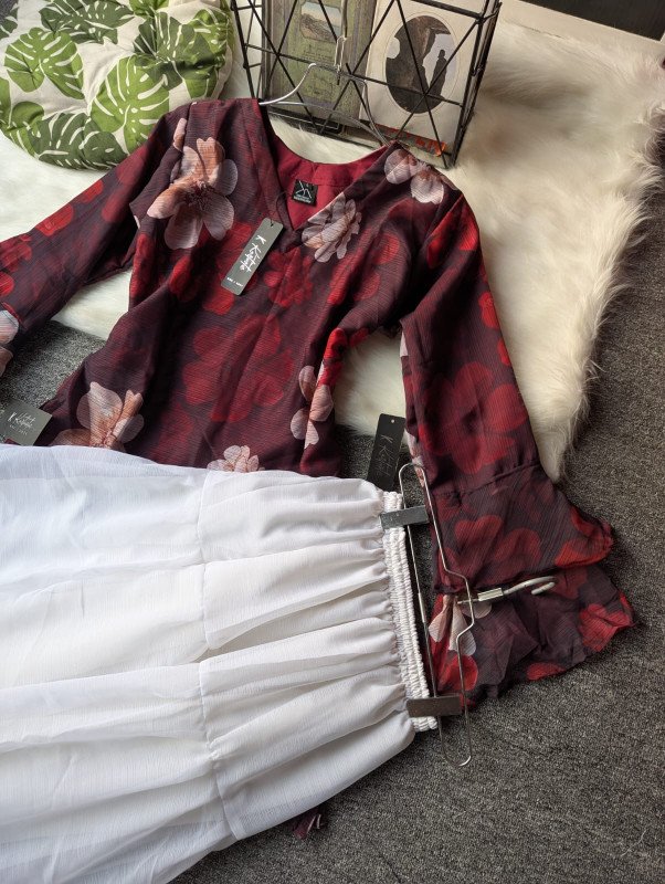 kurtiistic new arrivals - lyra ( Deep Wine Red Floral )