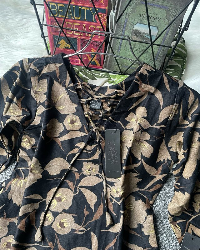 ( Midnight Black)  Premium Cotton Printed Short Kurti with Pants