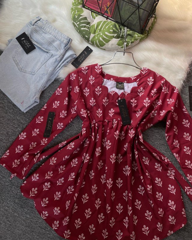 Premium Tops with Jeans - Crimson Maroon