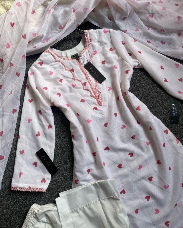 Valentine day special Three pieces set available only on kurtiistic