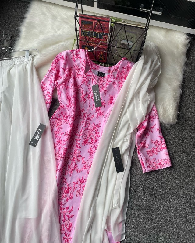 (Pastel Pink ) Tie-Up sweetheart square neck kurti & plazo set