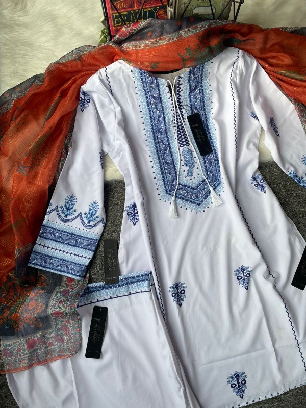 Kurtiistic new arrivals – ROYAL AZURE premium three piece set available now only on Kurtiistic.