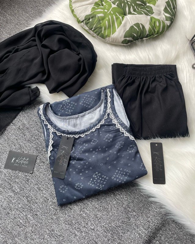 Soft Cotton Comfort with Minimal Lace Detailing in in steel grey.