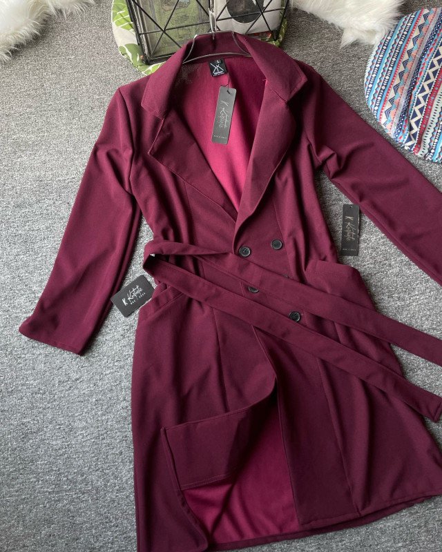 color : Deep Wine Red Stay Warm, Stay Classy — Kurtiistic Long Coat with Flat 350 Tk Off! -