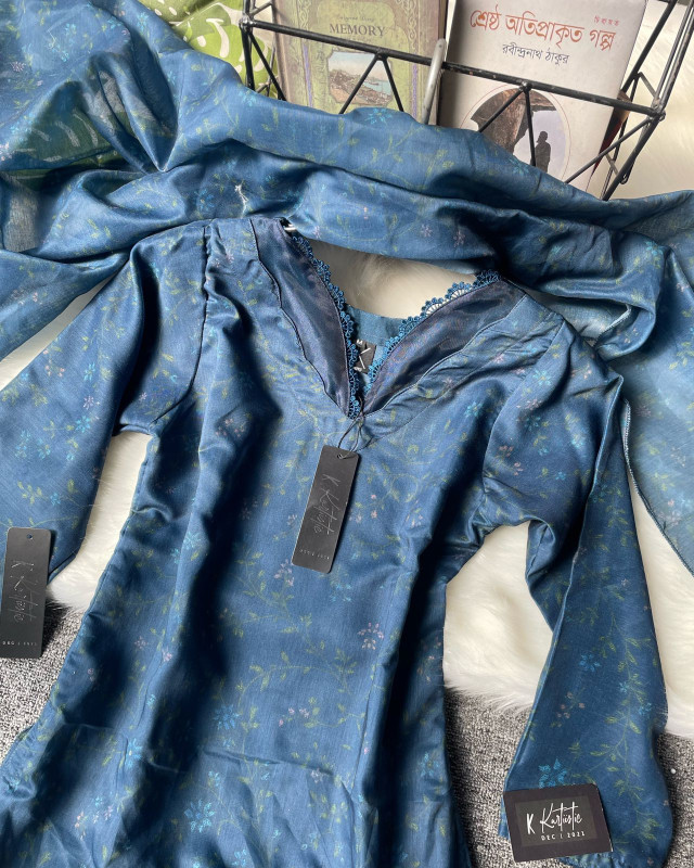 kurtiistic nre three piece set ( blue )