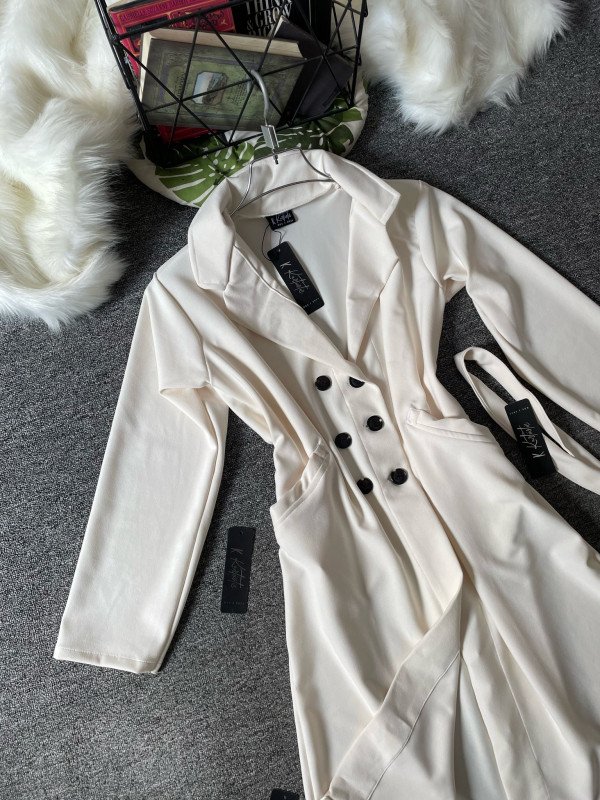 Stay Warm, Stay Classy — Kurtiistic Long Coat with Flat 350 Tk Off! - color :  Slightly off white