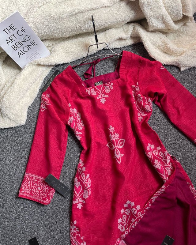 SHEFALI “ kurtiistic corset back Kurti & skirt -  Red