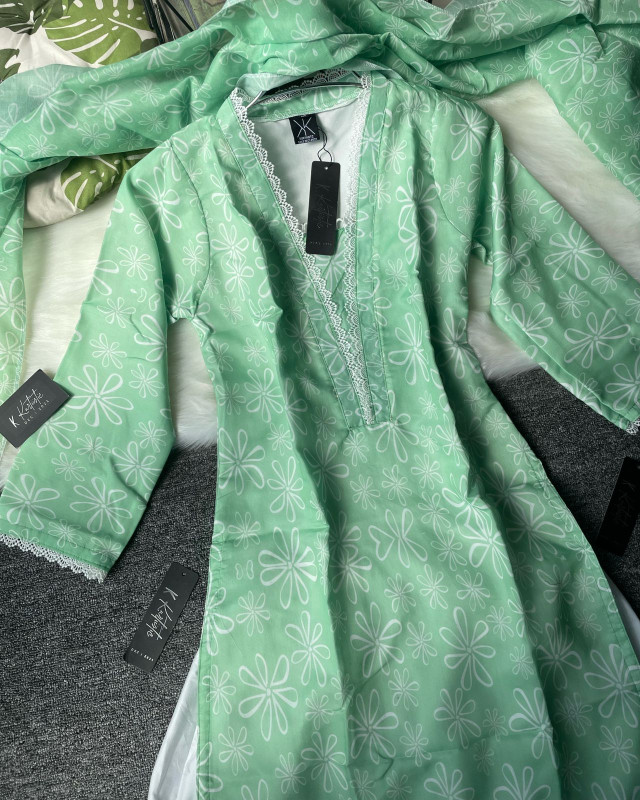 kurtiistic nre three piece set ( green )