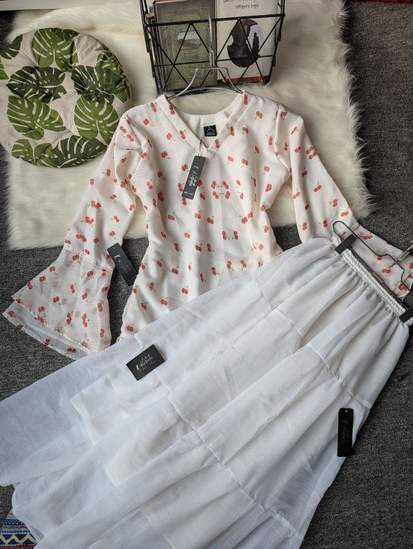 kurtiistic new arrivals - lyra ( Ivory White Cherry Print ? )