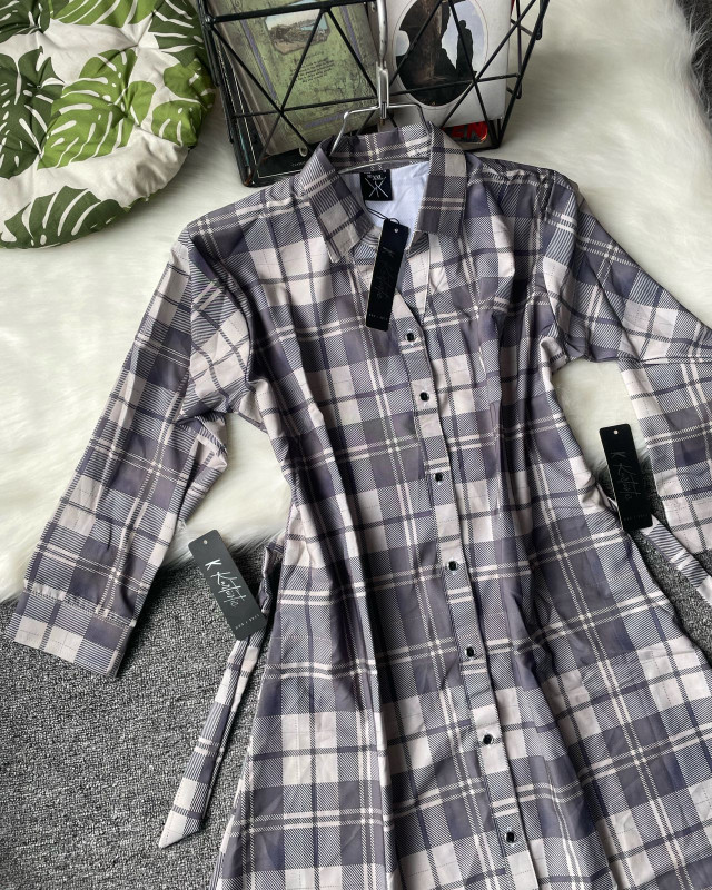 Light grey / ash ~ Grey Tartan Plaid Check shirt