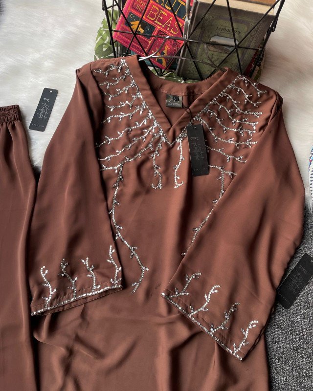 "SHIKOR' -  ( Coffee )- kurtiistic premium stone work co-ords