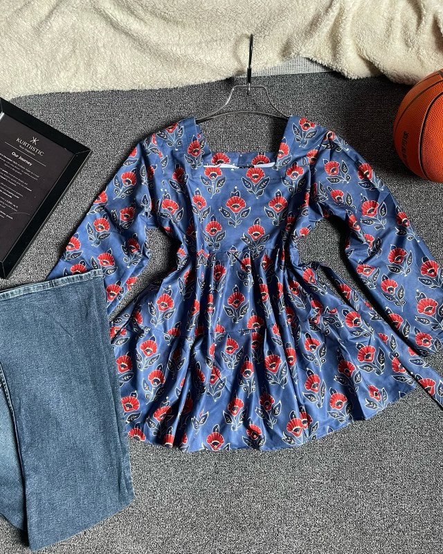 Kurtiistic premium tops & jeans - Slate Blue