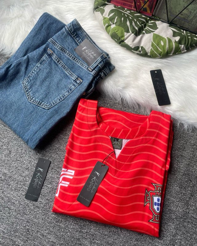 Kurtiistic football edition jersey ( short kurti ) & jeans -PORTUGAL