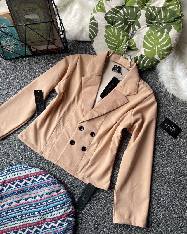 kurtiistic spandax premium crop coat -  BEIGE