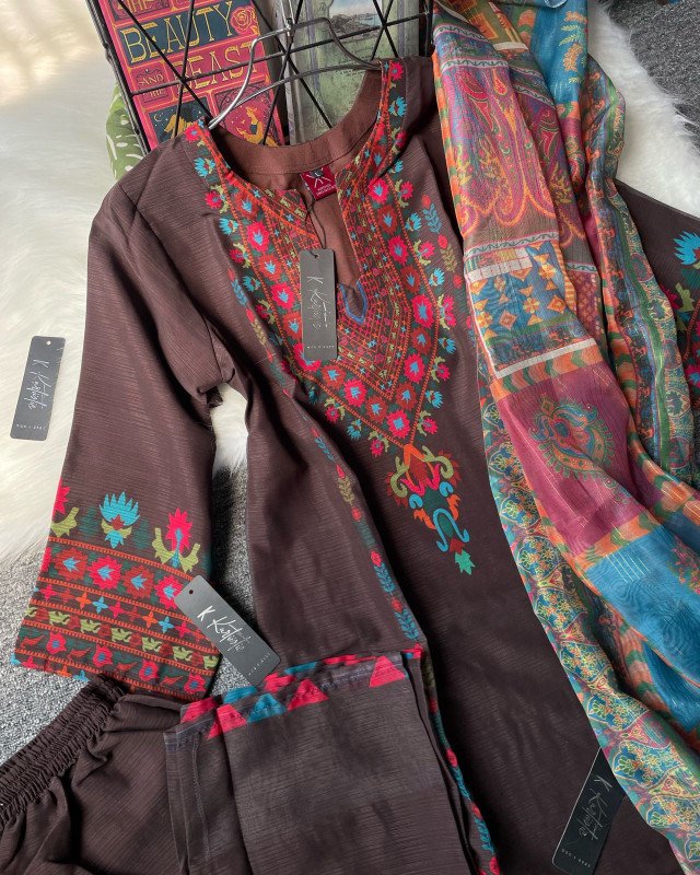 Walnut Noir -  Eid collection 2026 -  premium soft jorjet three piece.